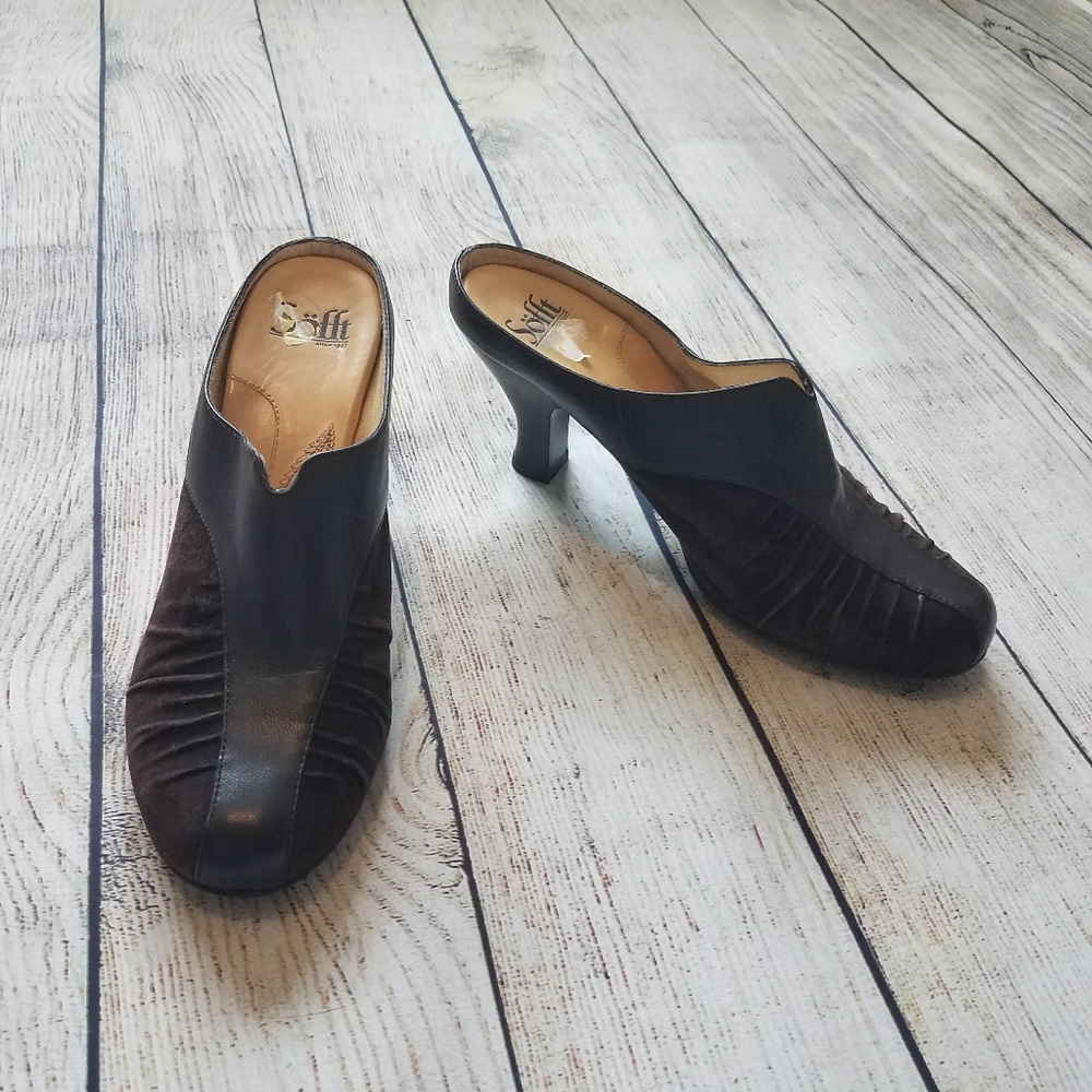 Sofft Brown Leather and Suede Mule 9M S1